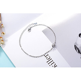 Lắc tay S925 hình khối bọc đá tinh tế