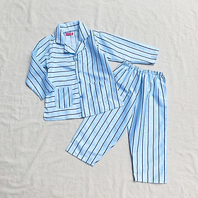 Đồ ngủ bé trai pyjamas xanh và trắng