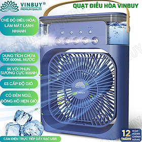 Mua Quạt điều hòa mini hơi nước làm mát không khí nhỏ gọn để bàn  nhiều chế độ làm mát  có khay chứa đá  công suất lớn  có 05 đầu phun sương - Hàng chính hãng - VinBuy