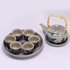 Bộ bình trà ấm tích đại hoa cúc khay vuông MNV-BT311