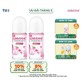 Combo 2 lăn khử mùi nước hoa Gervenne hương trái cây 50mlchai - Dâu Tây Bạch Tuyết và Lily Hồng