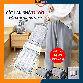 Cây Lau Nhà Mini Tự Vắt Thông Minh Xoay 360 Chổi Lau Sàn Gấp Gọn Kèm 2 Miếng Vải Lau KHÔNG THÙNG