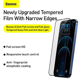 Mua Baseus 0.3mm Full-screen and Full-glass Tempered Glass Film For iP 12/ PRO/ PROMAX 2020 - hàng chính hãng