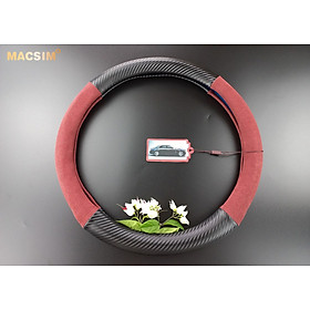 Bọc vô lăng cao cấp Macsim mã 8771 màu đỏ đô + cacbon