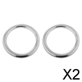 2x1 Pair Smooth Welded Polished Boat Marine Stainless Steel O Ring 6 x 45mm