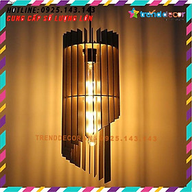 Đèn gỗ thả trần CAO CẤP hiện đại sang trọng 20x37cm chất liệu gỗ trang trí cho phòng khách nhà căn hộ decor nhà quán cf