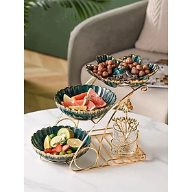 Mua KHAY SỨ ĐỰNG BÁNH KẸO HOA QUẢ 3 TẦNG CAO CẤP SANG TRỌNG