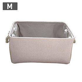 Home Fabric Storage Bins Folding Organizer with Cotton Rope Handle Collapsible Cube Cotton Linen Basket Container Box