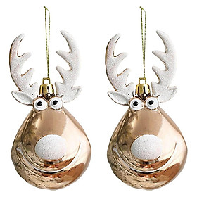 2Pcs Christmas  Cute Elk Hanging Home Ornament Decor Elk 1 Gold