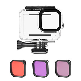 Action Camera Waterproof Case + Red Pink Purple Filter Set Replacement for GoPro Hero Diving Surfing Snorkeling