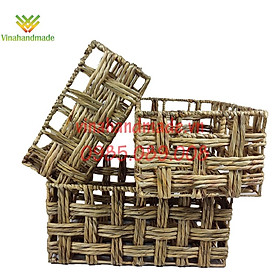 Mua Bộ ba giỏ lục bình đựng đồ đan vặn họa tiết ô cờ VINAHANDMADE 32VNHM010