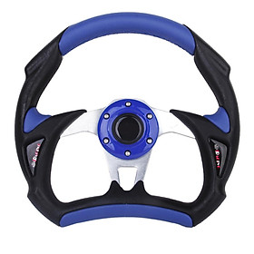 Universal PU Leather Car Racing Steering Wheel Sport F1 JDM Auto Blue+Black