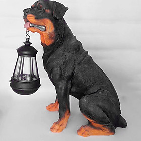 Outdoor Garden Dogs Ornament with Solar Powered Light, Resin Golden Retriever/Labrador/Rottweiler Statue with Detachable LED Solar Lights Lantern
