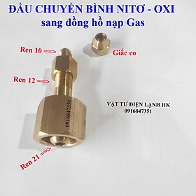 Mua Bộ đầu chuyển đổi bình khí nito  oxy sang đồng hồ áp suất nạp Gas - Đầu chuyển Ni tơ gió đá dây nạp ga