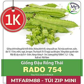 Mua  1k  Hạt Giống Đậu Rồng Thái RADO 754 - 2 hạt - Trái màu xanh  thuôn dài  bốn cạnh có răng cưa  đặc ruột  ăn rất ngon