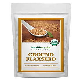 Healthworks Flax Seed Ground Powder Cold Milled Raw Organic (32 Ounces / 2 Pounds) | All-Natural | Contains Protein, Fiber, Omega 3 & Lignin/Lignan | Smoothies, Coffee, Shakes & Oatmeal