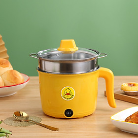 Nồi lẩu mini, ca nấu mỳ đa năng Vịt Vàng 2 tầng kèm giá hấp inox, dung tích 1,8L, 2 nấc nhiệt