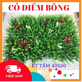 Mua Cỏ treo tường điểm bông   Cỏ trang trí sân vườn rộng 40 cm x dài 60 cm bán theo tấm
