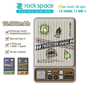 Pin dự phòng sạc nhanh PD 20W không dây từ tính Rockspace P90 10000mAh - Hàng chính hãng bảo hành 12 tháng