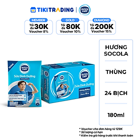 Thùng 24 Bịch Sữa Dinh Dưỡng Dutch Lady Không Đường 24x180ml