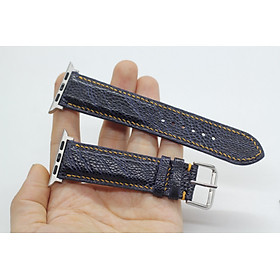 Dây Đeo Thay Thế  Dành Cho Dòng Apple Watch, Dây Đồng Hồ Chính Hãng Da Đà Điểu Handmade Màu Xanh Khóa Kim AWOT-01