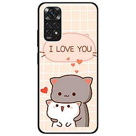 Ốp lưng dành cho Xiaomi Redmi Note 11 4G - Hai Chú Mèo Ôm I Love U