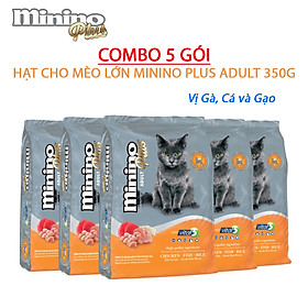 Hạt Thức Ăn Cho Mèo Lớn Trưởng Thành Minino Plus Adult Vị Gà Cá Và Gạo Gói 350g