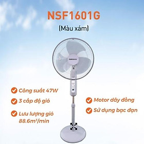 Quạt Đứng Nanoco NSF1601G (Màu xám) - Hàng chính hãng