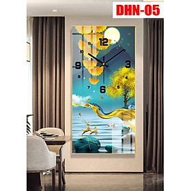 Tranh đồng hồ đính đá tráng gương DHN-05