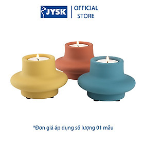 Cốc nến JYSK Geir gốm xanh đất nung vàng DK10xC7cm