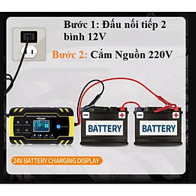 Sạc binh ắc quy 12V-24V/8A 4-150ah có khử sunfat phục hồi bình dùng cho cả bình khô và nước từ 4Ah-150A Foxsure