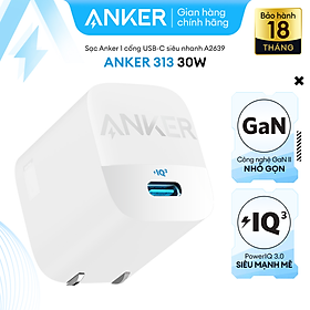 Sạc ANKER 313 GEN 2 30W 1 cổng USB-C PiQ 3.0 tương thích PD - A2639
