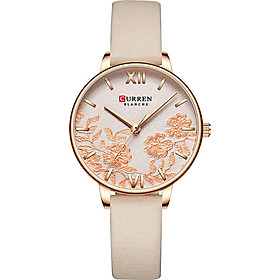 CURREN 9065 Elegant Exquisite Casual Business Quartz Women Watch Sakura Flower Embossed Simple Wrist Watch 3ATM