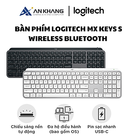 Bàn phím Logitech MX Keys S Wireless Bluetooth - Hàng Chính Hãng - Bảo Hành 12 Tháng