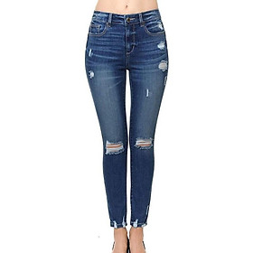Quần Jeans wash rách BUTT I LOVE U nữ