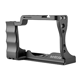 Andoer Camera Cage Aluminum Alloy with Cold Shoe Mount Compatible with Canon EOS M50 DSLR Camera
