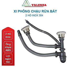 Bộ xả chậu rửa bát bộ xiphong chậu rửa bát 2 hố XP110 kích thước 110