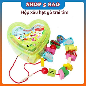 Đồ Chơi Trí Tuệ Montessori - Đồ Chơi Xâu Hạt Hình Trái Tim Cho Bé Từ 3 Tuổi 50 Hình-2 Dây