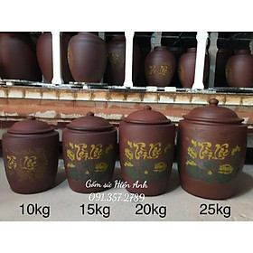 Hũ đựng gạo gốm sứ Bát Tràng loại 15kg