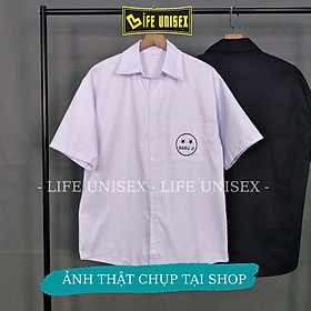 Áo Sơ Mi Kaki in MẶT CƯỜI BARUJI Form Rộng Nam Nữ Unisex