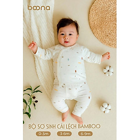 Bộ sơ sinh cài lệch bamboo sợi tre Boona