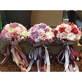  Hoa cưới cầm tay mix các loại hoa sáp cao cấp. Tặng kèm hoa cài áo Chú Rể