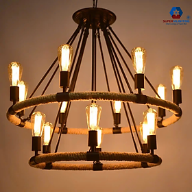 Mua Đèn chùm hiện đại dây thừng 2 tầng SuperVilighting trang trí phòng khách bàn ăn phong cách châu âu