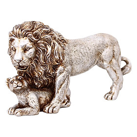 Lion Statue Creative Gifts Art Decor Animals Sculpture for Table Top Cabinet Home