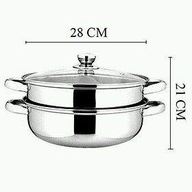 Mua siêu rẻ nồi hấp inox 2 tầng size 28cm nhỏ gọn