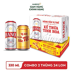 Combo 2 thùng Bia Hà Nội và Bia Hanoi Premium - Thùng 24 lon 330ml