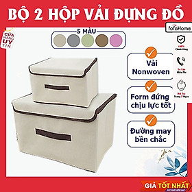 Bộ 2 Hộp Vải Đựng Quần Áo, Đồ Dùng Đa Năng Khung Giấy Cứng Giao Màu Ngẫu Nhiên