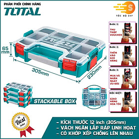 Hộp đựng linh kiện TOTAL 12 inch (TPBX1121) và 15 inch (TPBX1151) - vách ngăn linh hoạt tháo rời, có khớp xếp chồng lên nhau - Tốc độ 247