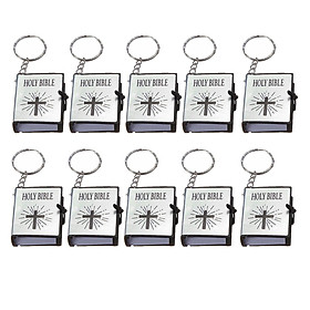 Vintage Miniature Religious Decor Pendant Christian Bible Book Keychain Bookbag Purse Pendant Charm Car Key Holder