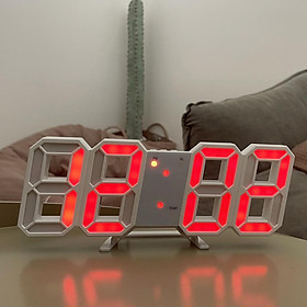 Mua   Hàng chính hãƞg  Đồng hồ LED 3D treo tường  để bàn thông minh Smart Clock đồng - khung trắng đèn đỏ